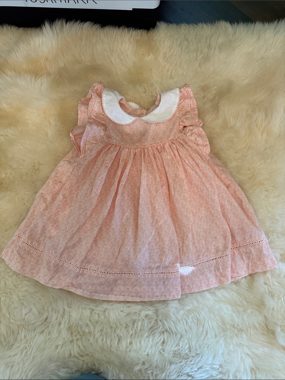 Janie and Jack Peach-Pink Dress with White Peter Pan Collar